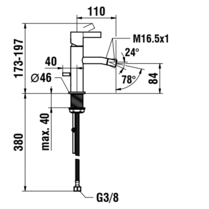 Bateria bidetowa LAUFEN KARTELL bez korka złota H3413310831031