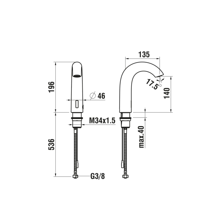 Bateria umywalkowa elektroniczna LAUFEN CURVETRONIC chrom HF707154100060