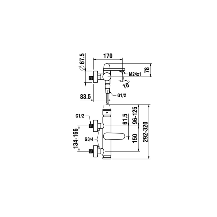 Bateria z zestawem prysznicowym LAUFEN THE NEW CLASSIC chrom HF900560100600