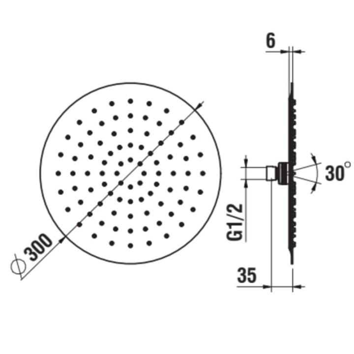 Deszczownica 300 mm LAUFEN inox H3679810032311