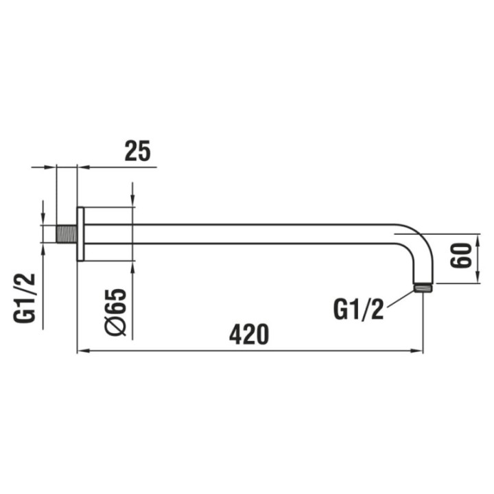 Ramię ścienne deszczownicy 420 mm LAUFEN inox HF960109423001