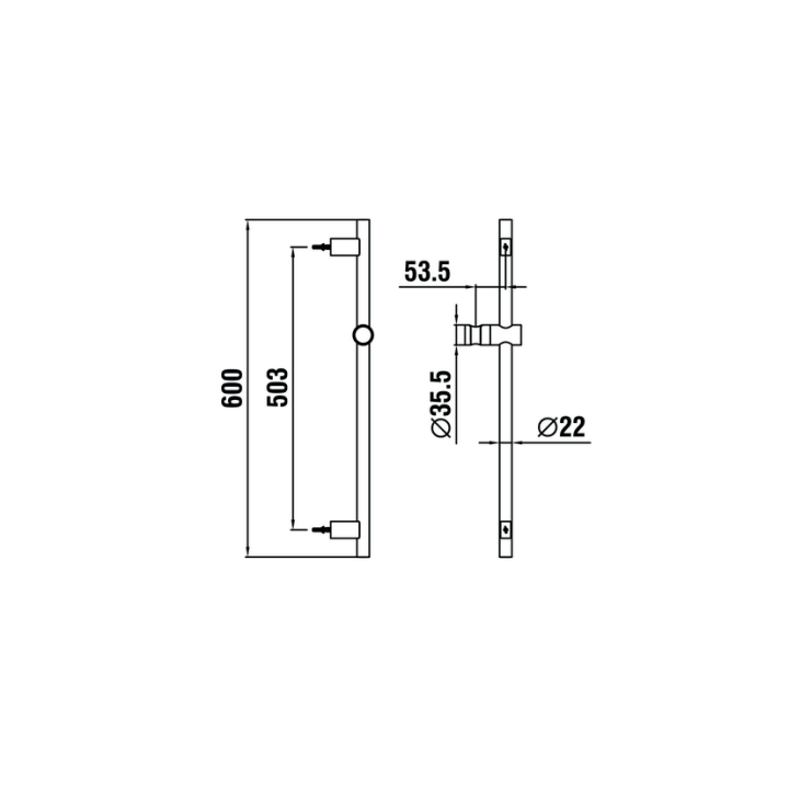 Drążek natryskowy 600 mm LAUFEN TWINGLISS chrom HF904791100000