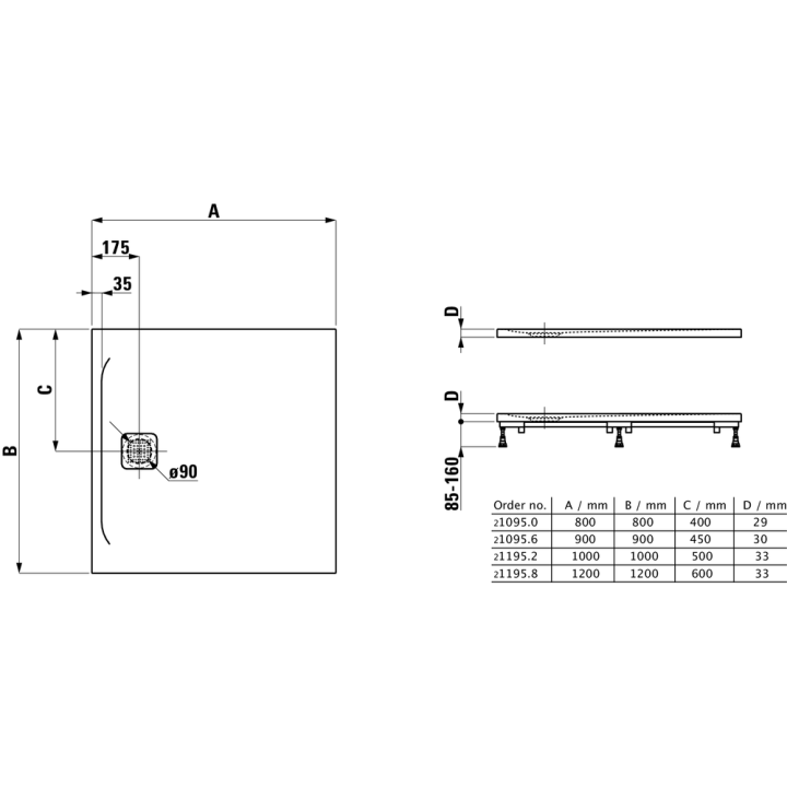 Brodzik kwadratowy LAUFEN PRO 900x900 mm beton H2109560790001
