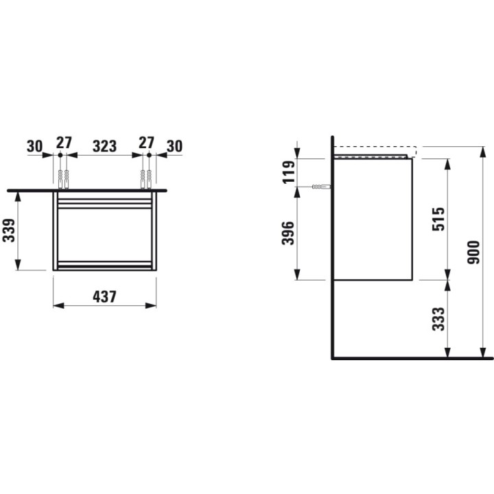 Szafka 435x340x530 mm LAUFEN LANI drzwi prawe dąb H4035021122671