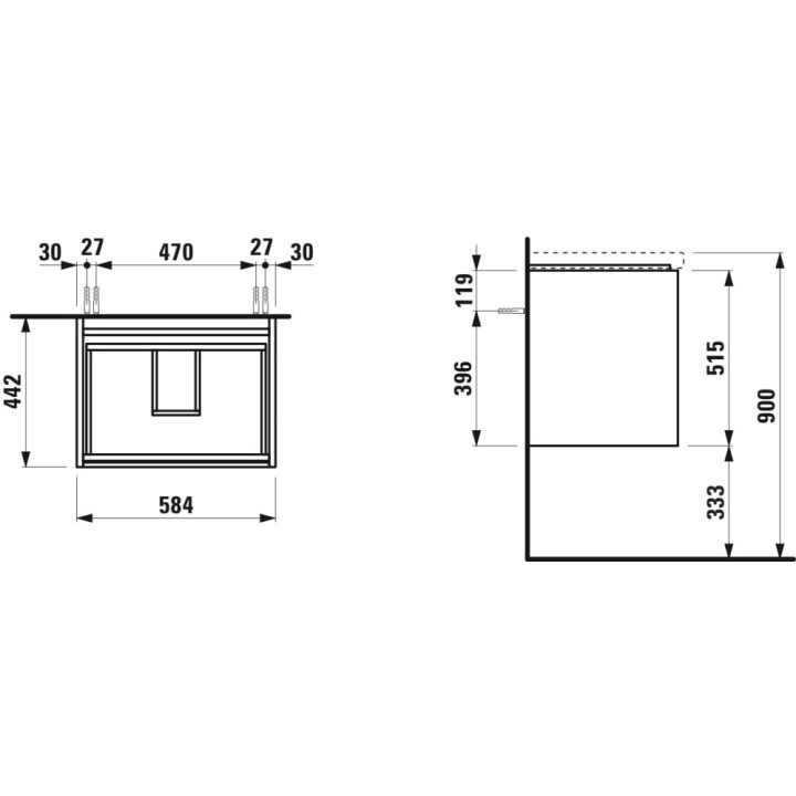 Szafka podumywalkowa 585x450x515 mm LAUFEN LANI dąb H4035321122671