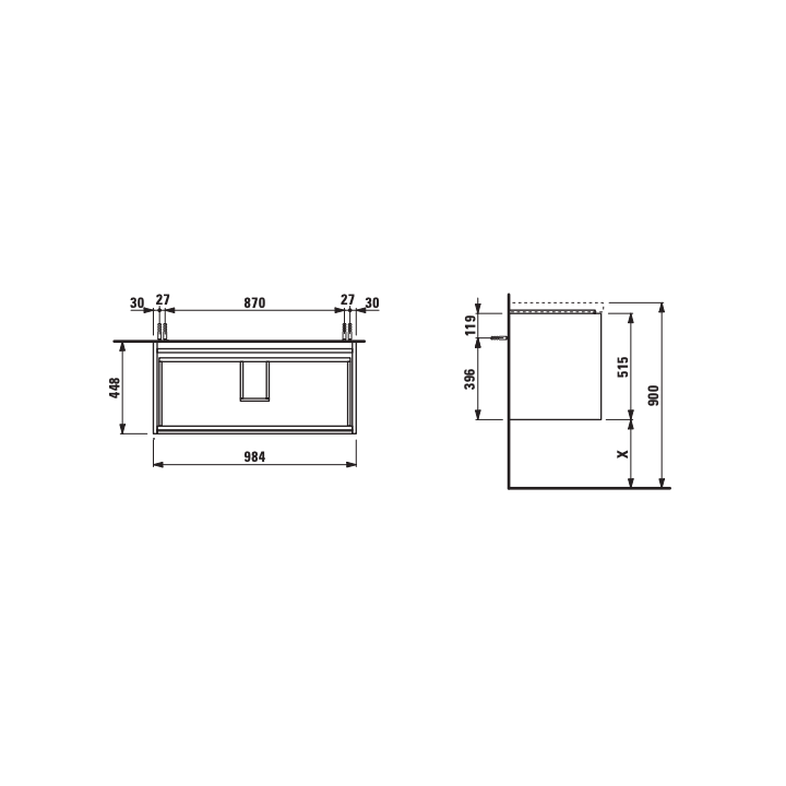 Szafka podumywalkowa 985x450x515 mm LAUFEN LANI biały mat H4035621122601