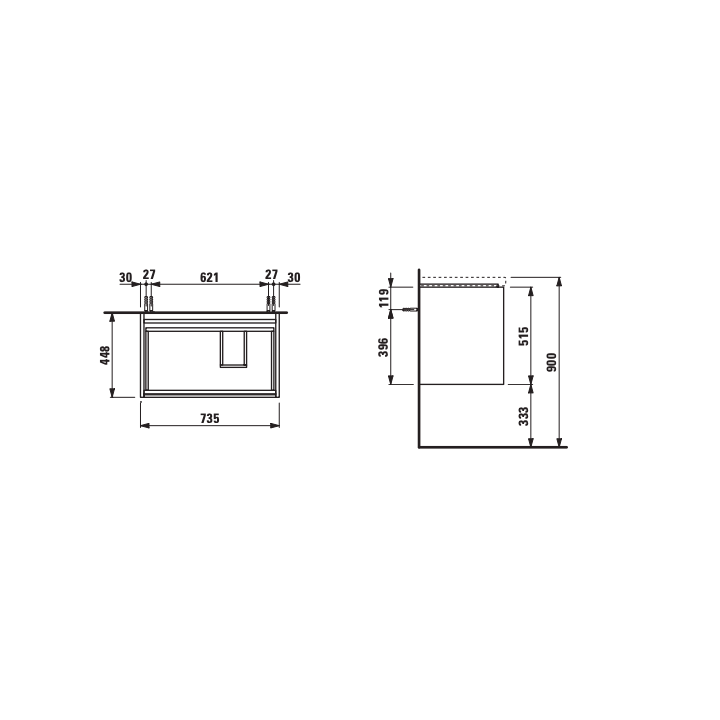Szafka 735x450x515 mm LAUFEN LANI biały połysk H4035821122611