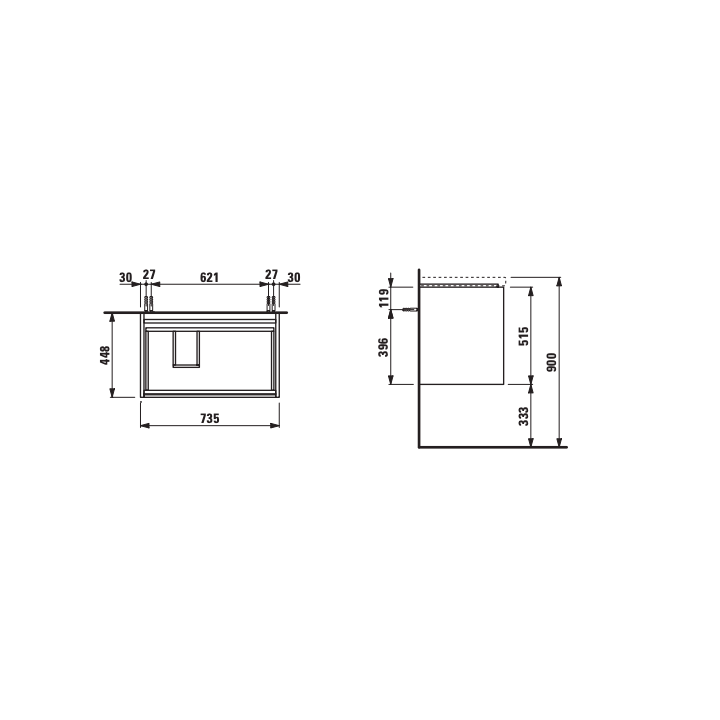 Szafka podumywalkowa 735x450x515 mm LAUFEN LANI biały mat H4035921122601