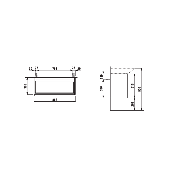 Szafka 880x370x515 mm LAUFEN LANI biały połysk H4042121122611