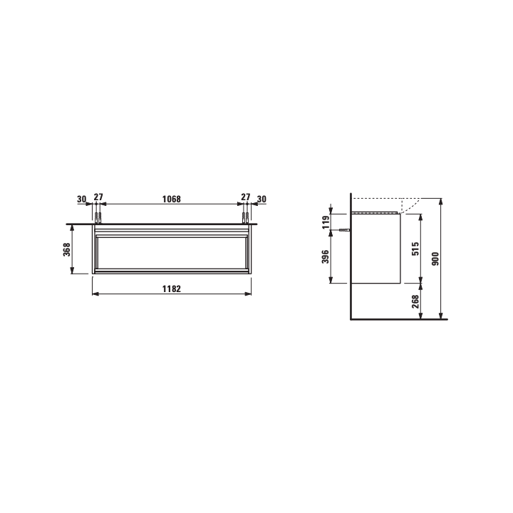 Szafka 1180x370x515 mm LAUFEN LANI biały mat H4042221122601