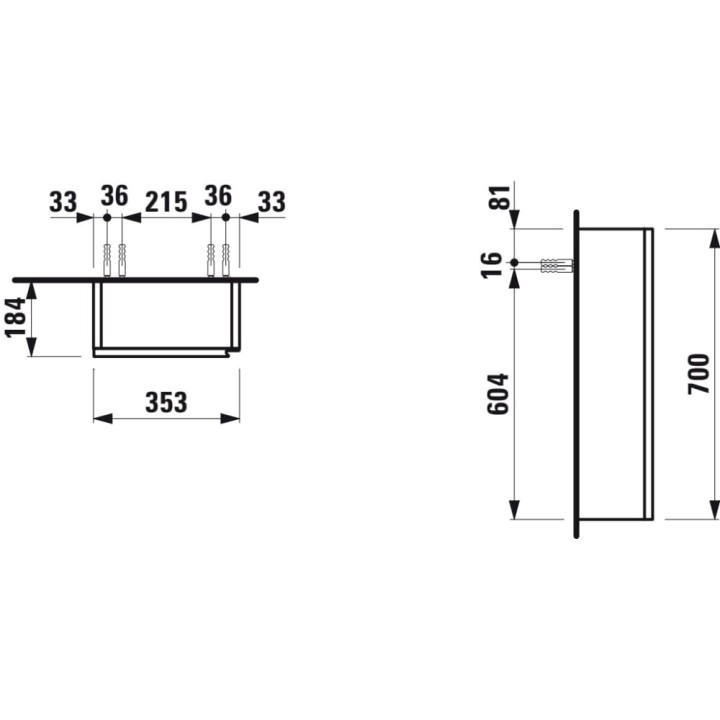 Słupek łazienkowy 700x355x185 mm LAUFEN LANI biały połysk H4037011122611