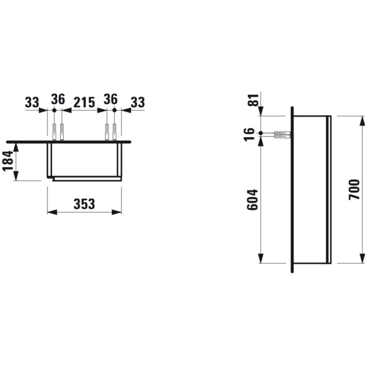 Słupek 700x355x185 mm LAUFEN PRO LANI wersja prawa biały mat H4037021122601