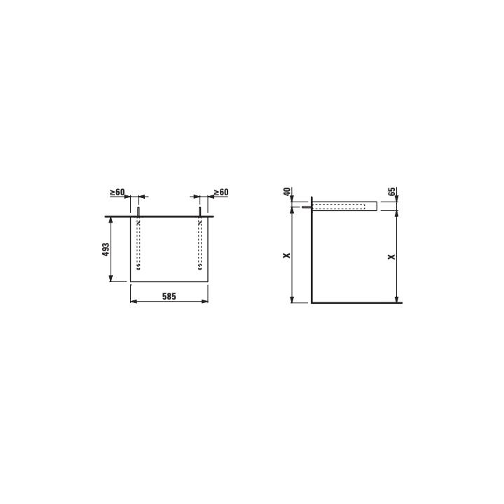 Blat łazienkowy 585x495 mm LAUFEN PRO LANI biały mat H4046401122601
