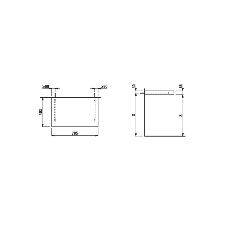 Blat łazienkowy 785x495 mm LAUFEN PRO LANI dąb H4046501122671