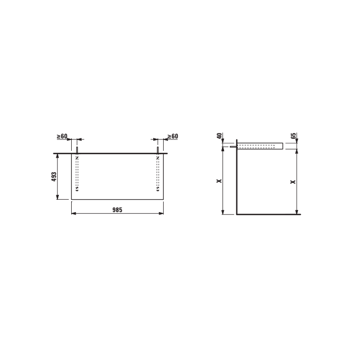Blat łazienkowy 985x495 mm LAUFEN PRO LANI dąb H4046601122671