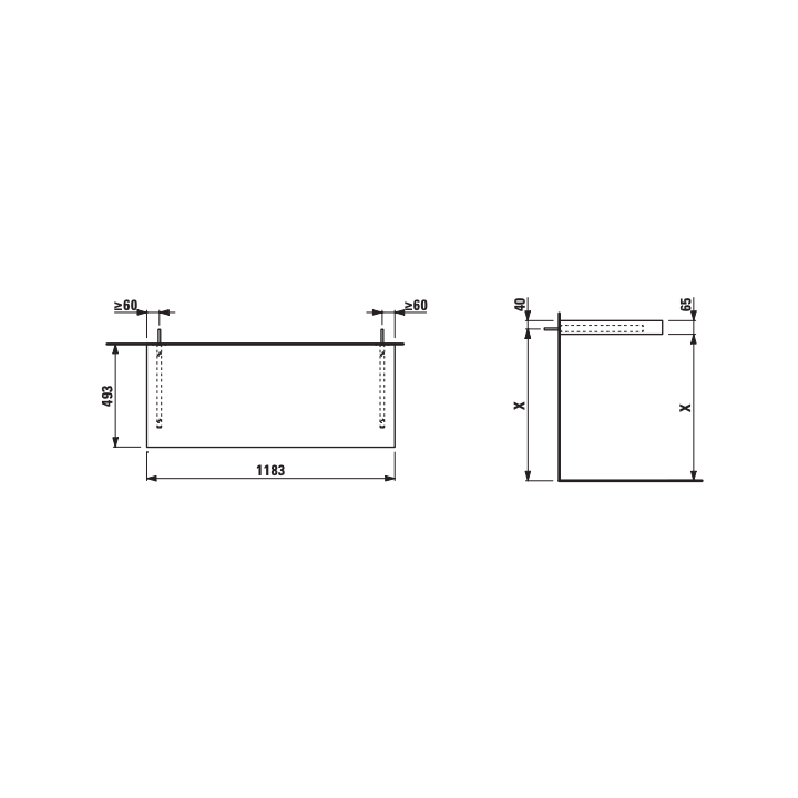 Blat łazienkowy 1185x495 mm LAUFEN PRO LANI biały mat H4046701122601