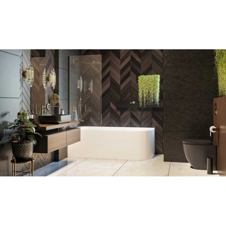 Wanna akrylowa AD naturalnie UPSALA lewa narożna przyścienna 1700x750x580mm z przelewem AWW-009-170ZP-L