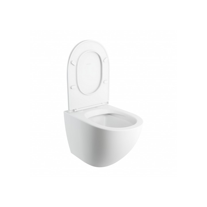 Bezkołnierzowa miska toaletowa Omnires Ottawa Comfort wisząca z deską wolnoopadającą, 54 x 37 cm biały matt OTTAWACMWBM