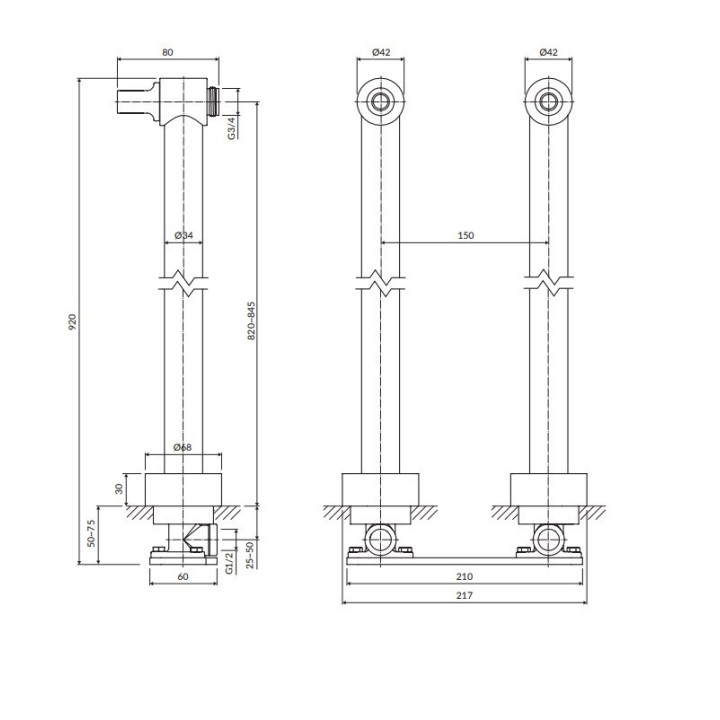 Uniwersalne nogi do baterii wannowej Omnires chrom 8819CR
