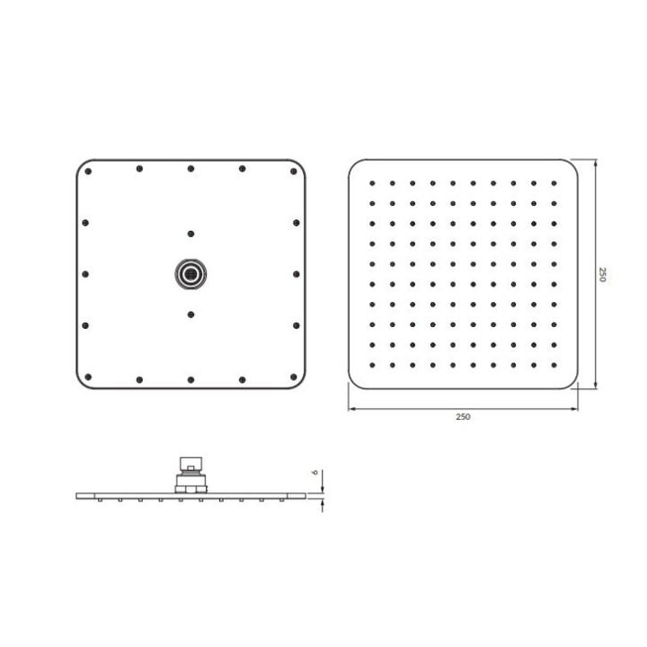 Deszczownica Omnires Slimline 25 x 25 cm chrom- biały WG225/OCRB