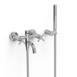 Bateria dwuuchwytowa TRES MONTBLANC ścienna wannowa i prysznicowa chrom 28317601
