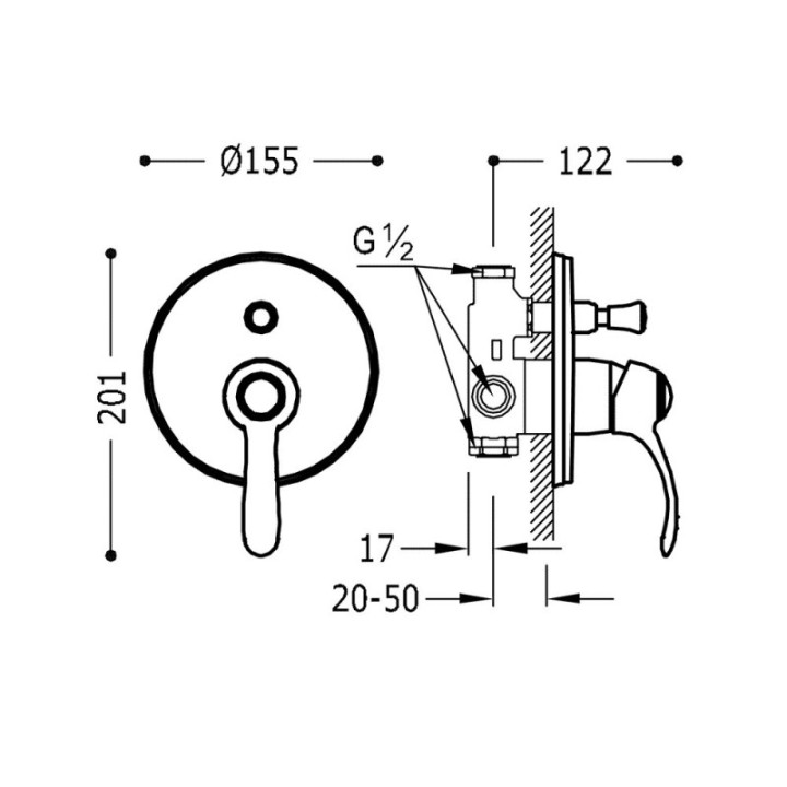 Tres Monoclasic bateria wannowo-prysznicowa podtynkowa złota24218001OR
