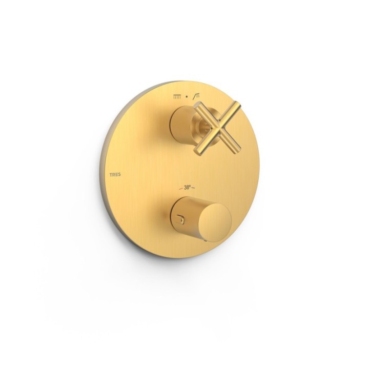 Maskownica do wpuszczanego korpusu 2-drożnego Therm-box TRES MONTBLANC złoto matowe 28325001OM