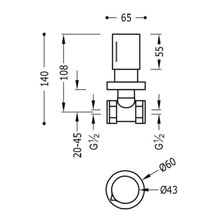 Zawór z gwintem 1/2" TRES MAX czarny mat 06115501NM