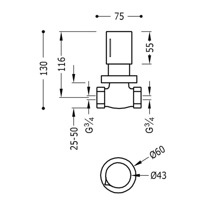 Zawór z gwintem 3/4" TRES MAX biały mat 06151101BM