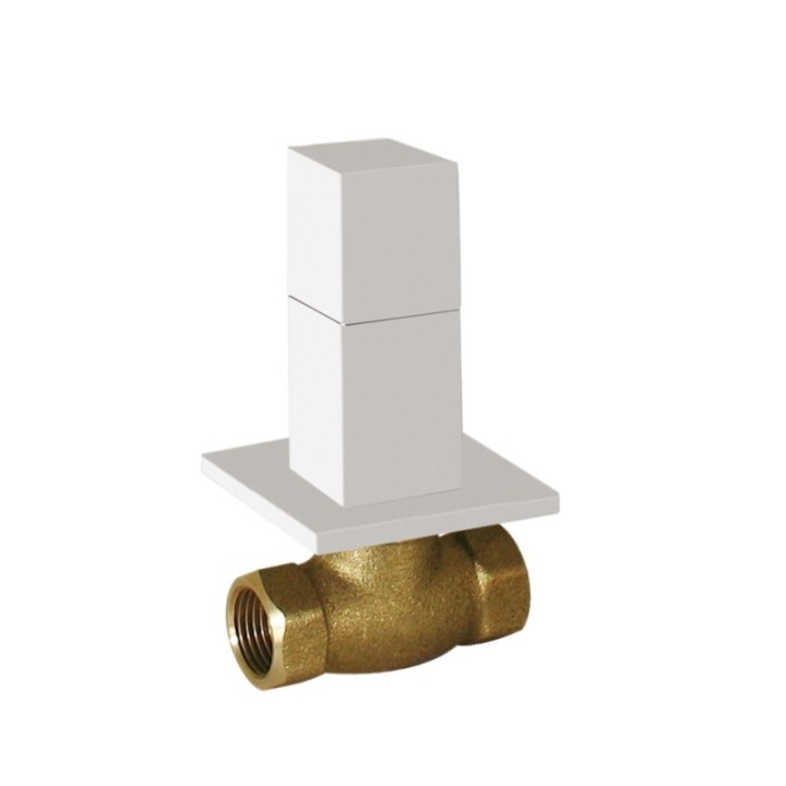 Zawór odcinający podtynkowy 1/2" TRES CUADRO biały mat 00715501BM