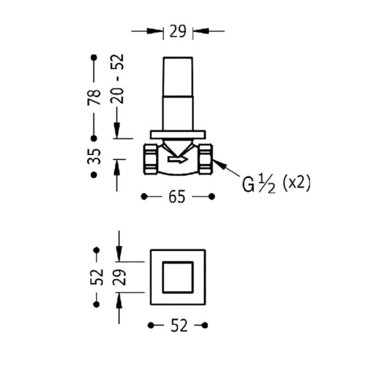 Zawór odcinający podtynkowy 1/2" TRES CUADRO stal 00715501AC