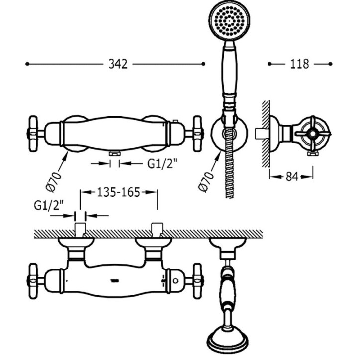Tres Monoclasic bateria prysznicowa termostatyczna chrom 24216409