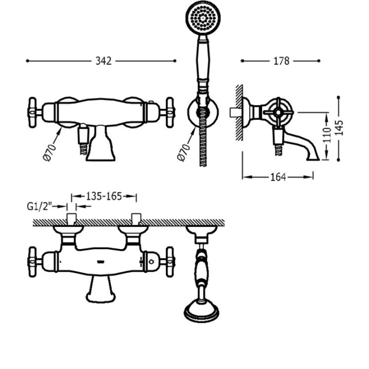 Tres Monoclasic bateria wannowo-prysznicowa termostatyczna 24217409AC