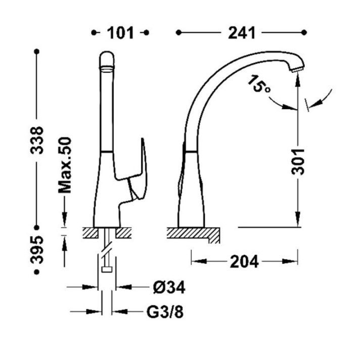 Bateria jednouchwytowa kuchenna TRES chrom 21644710