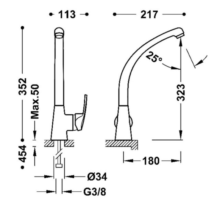 Bateria jednouchwytowa kuchenna TRES chrom 17044702
