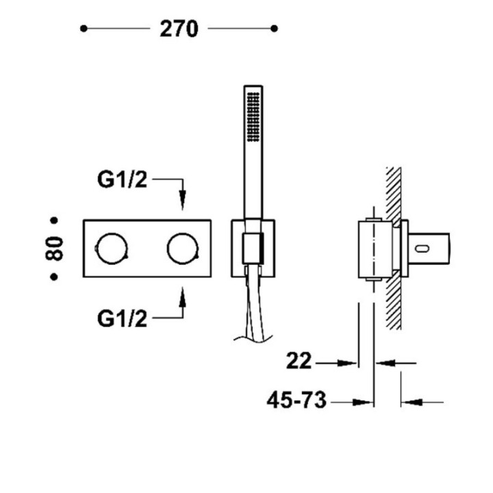Bateria termostatyczna podtynkowa 2-drożna TRES B-SYSTEM złota 30735201OR