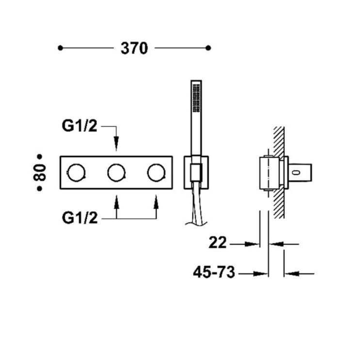 Bateria termostatyczna podtynkowa 3-drożna TRES B-SYSTEM chrom 30735301