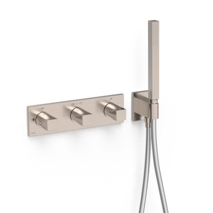 Bateria termostatyczna podtynkowa 3-drożna TRES B-SYSTEM stal 30725301AC
