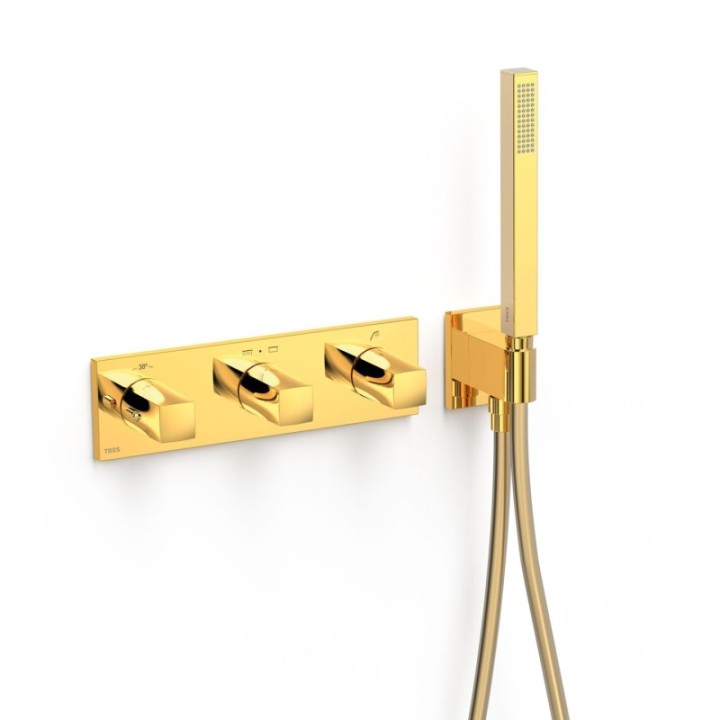 Bateria termostatyczna podtynkowa 3-drożna TRES B-SYSTEM złota 30725301OR