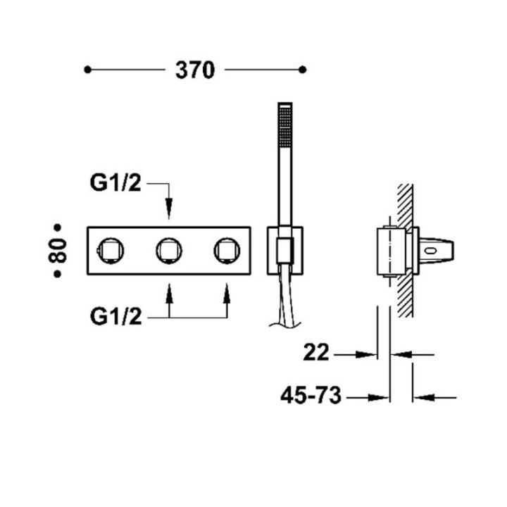 Bateria termostatyczna podtynkowa 3-drożna TRES B-SYSTEM złota 30725301OR