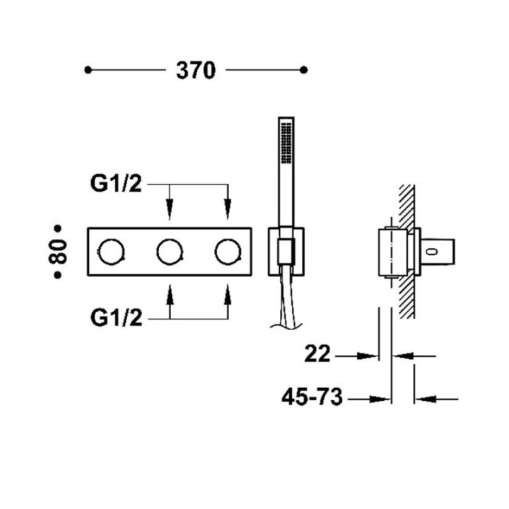 Bateria termostatyczna podtynkowa 4-drożna TRES B-SYSTEM chrom 30735401
