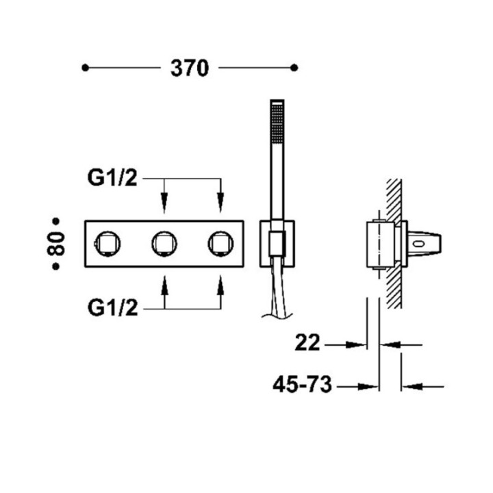 Bateria termostatyczna podtynkowa 4-drożna TRES B-SYSTEM złota 30725401OR