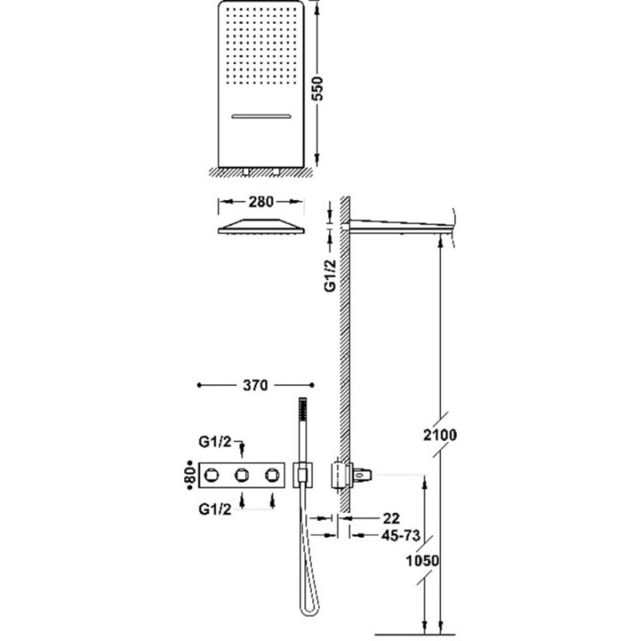 Zestaw baterii termostatycznej TRES B-SYSTEM prysznicowej czarny mat 30725305NM