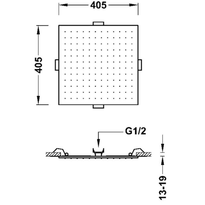 Deszczownica podtynkowa sufitowa 405x405 mm TRES złota 13495101OR