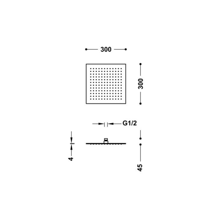 Deszczownica sufitowa 300x300 mm TRES czarny brąz 134315012KMB