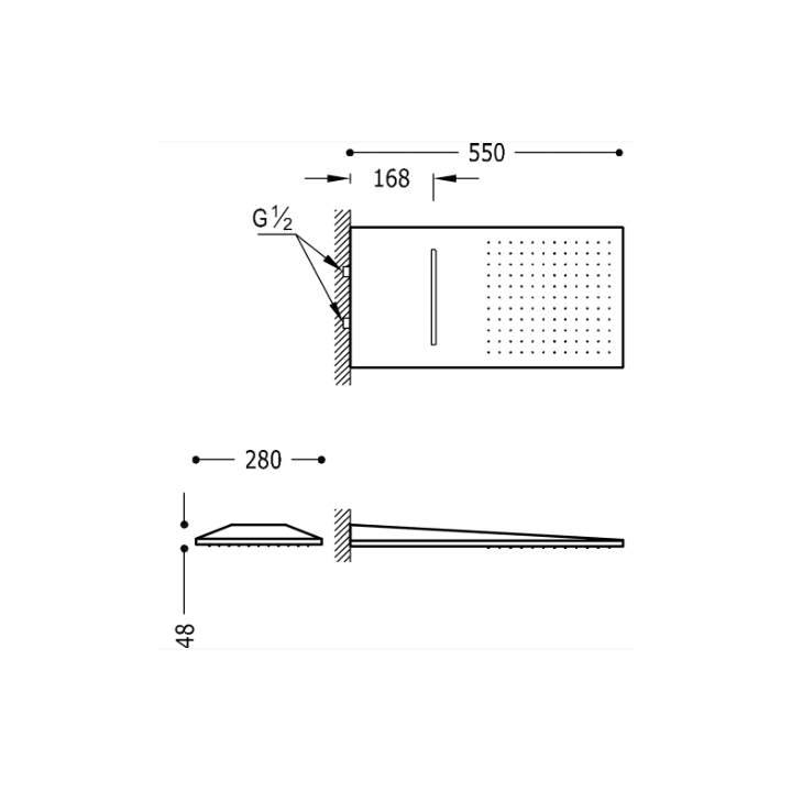 Deszczownica ścienna 280x550 mm TRES złota 29990301OR