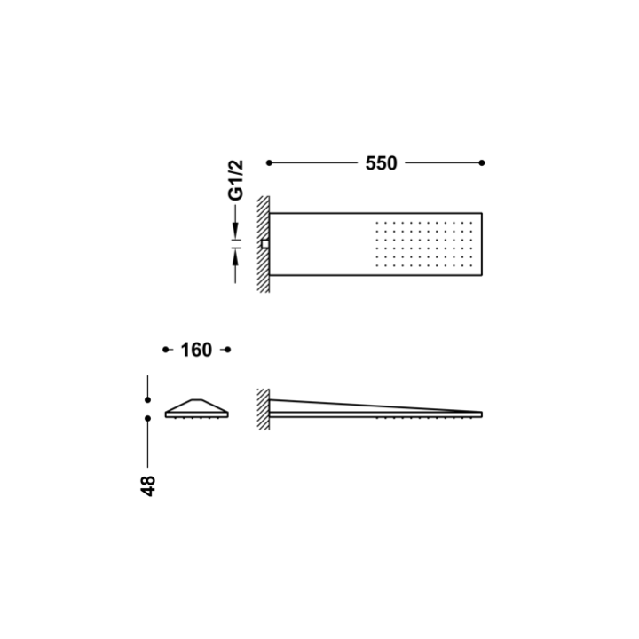 Deszczownica ścienna 160x550 mm TRES czarny brąz 29990303KMB