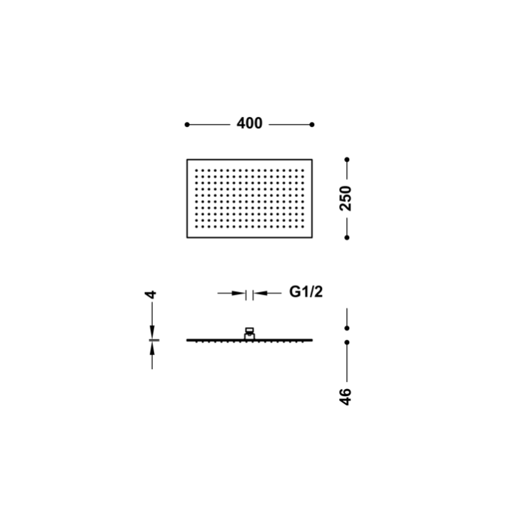 Deszczownica sufitowa 400x250 mm TRES biały mat 134315008BM