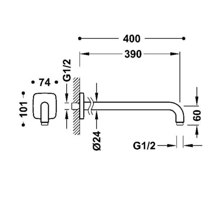 Ramię do głowicy natryskowej 39 cm TRES chrom 13463301