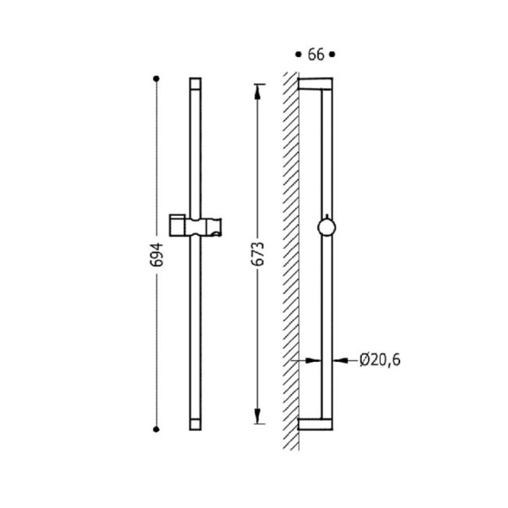 Drążek prysznicowy przesuwany 673 mm TRES chrom 03463706